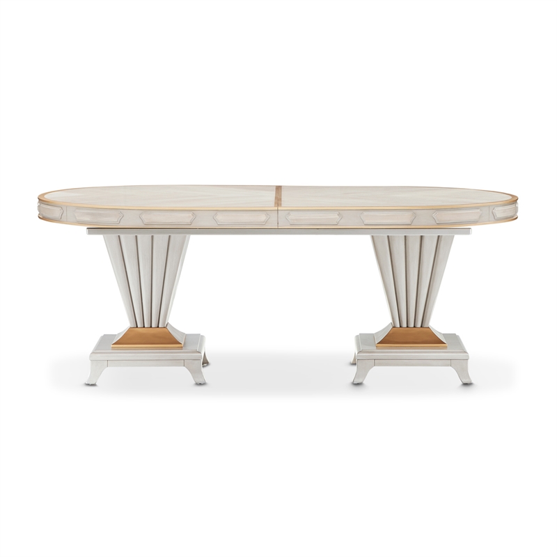 St. Charles Double Pedestal Dining Table -  Dove Gray