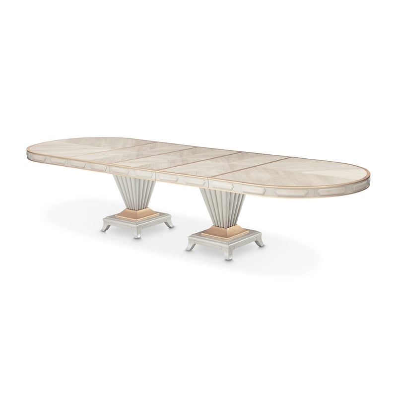 St. Charles Double Pedestal Dining Table -  Dove Gray