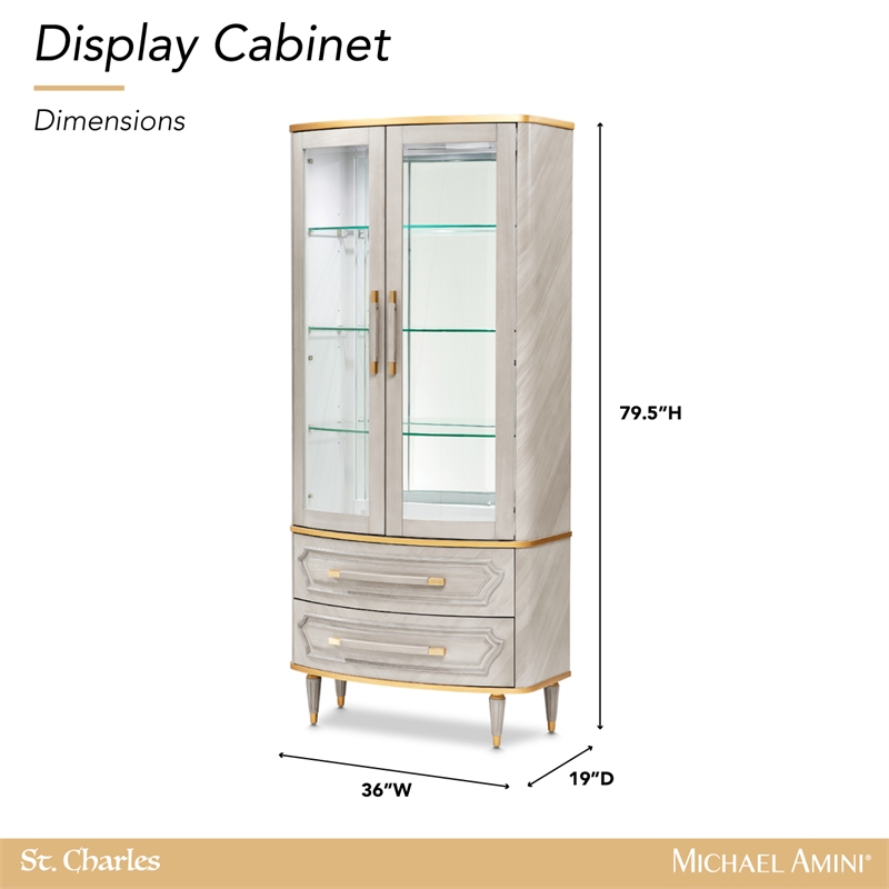 Michael Amini St. Charles Display Cabinet - Dove Gray