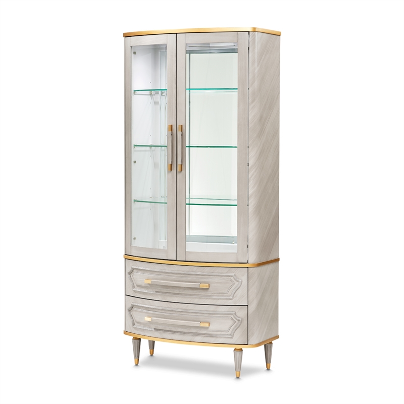Michael Amini St. Charles Display Cabinet - Dove Gray