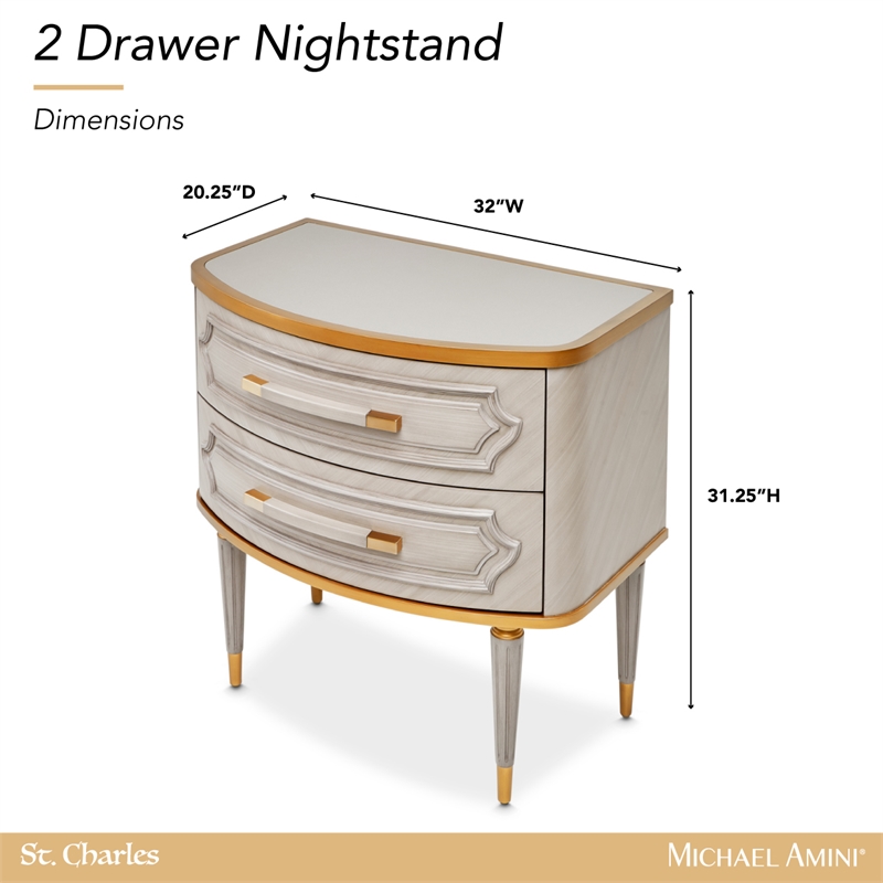 St. Charles 2-Drawer Nightstand - Dove Gray