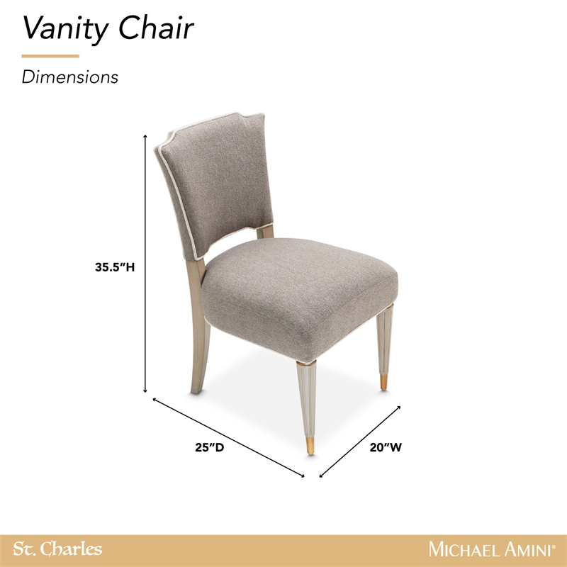 St. Charles Chenille Vanity Chair - Dove Gray
