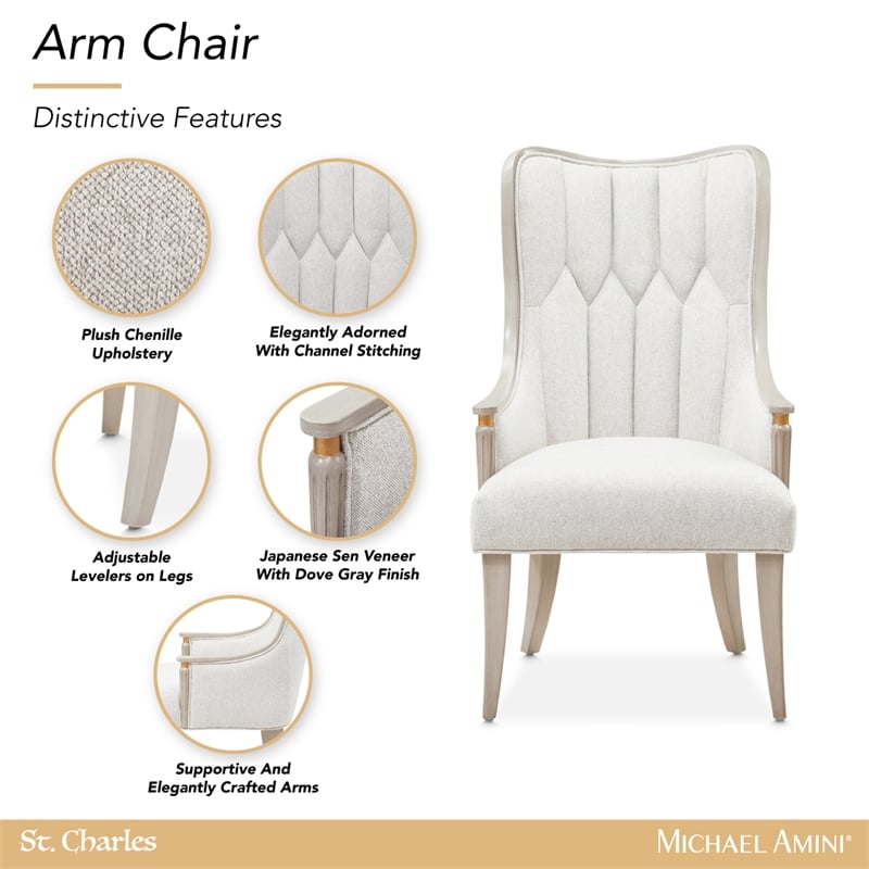 St. Charles Dining Arm Chair - Set of 2 - Dove Gray