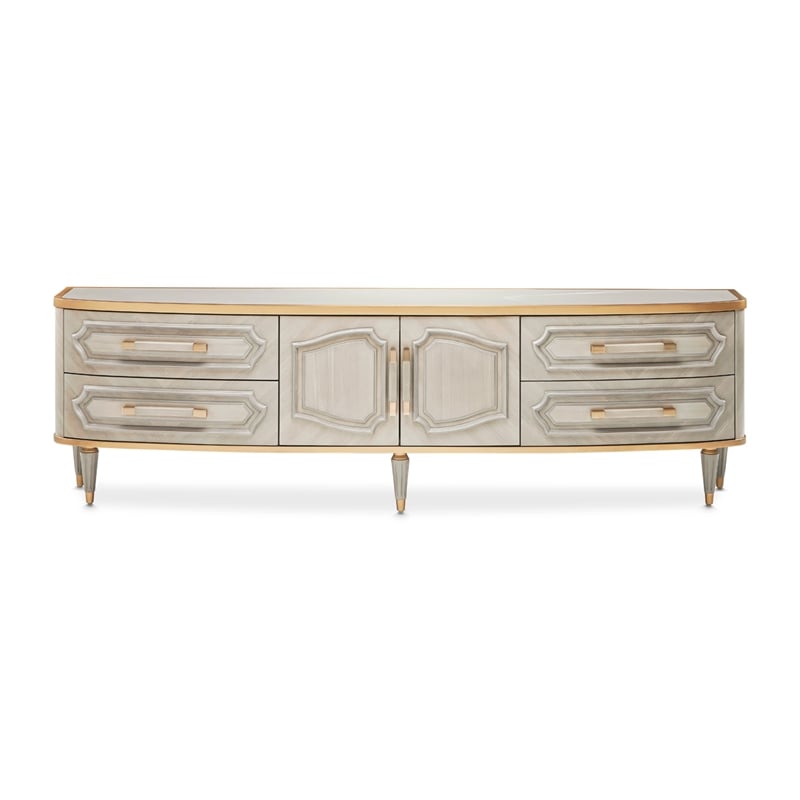 Michael Amini St. Charles Media Cabinet - Dove Gray