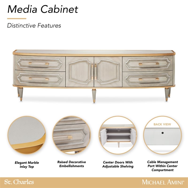Michael Amini St. Charles Media Cabinet - Dove Gray