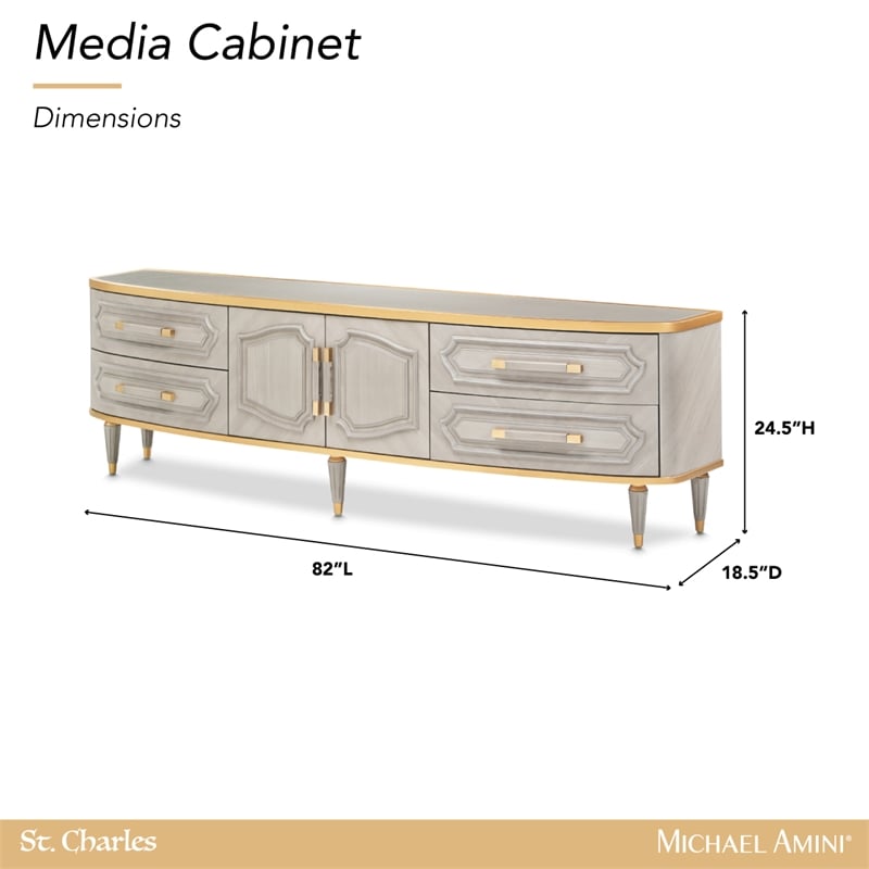 Michael Amini St. Charles Media Cabinet - Dove Gray