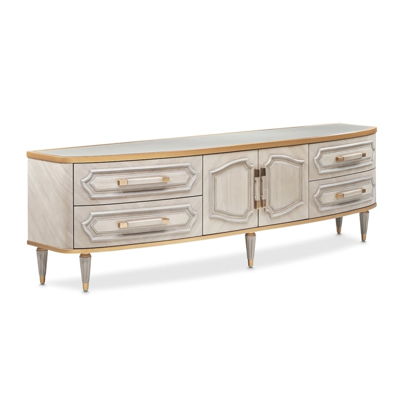 Michael Amini St. Charles Media Cabinet - Dove Gray