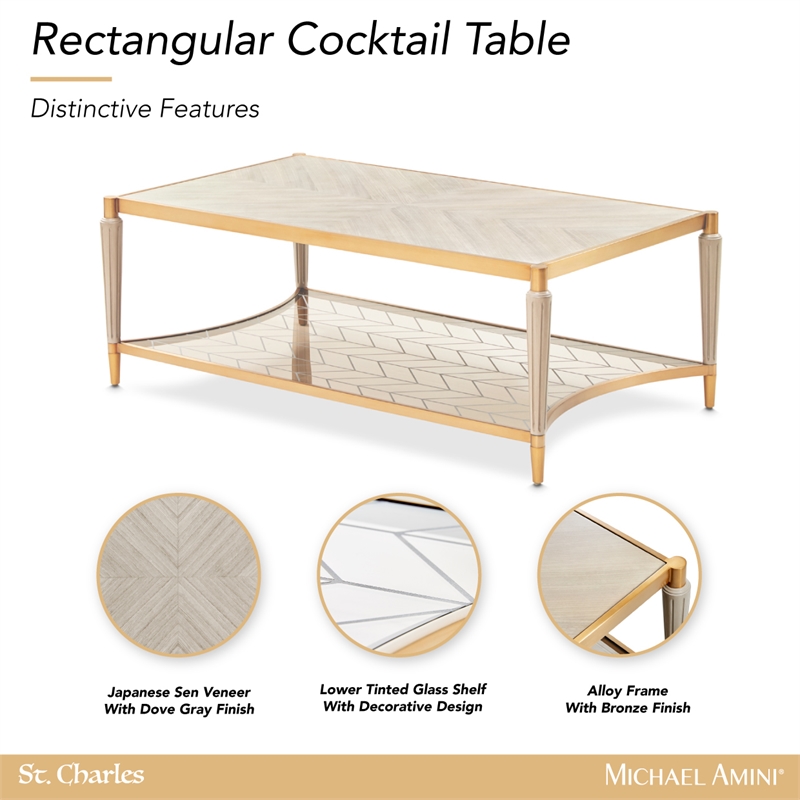 St. Charles Rectangular Cocktail Table - Dove Gray