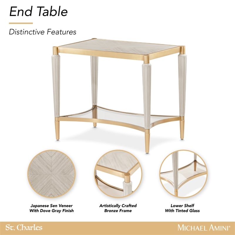 Michael Amini St. Charles End Table - Dove Gray