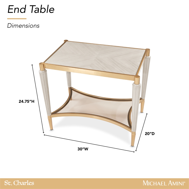 Michael Amini St. Charles End Table - Dove Gray