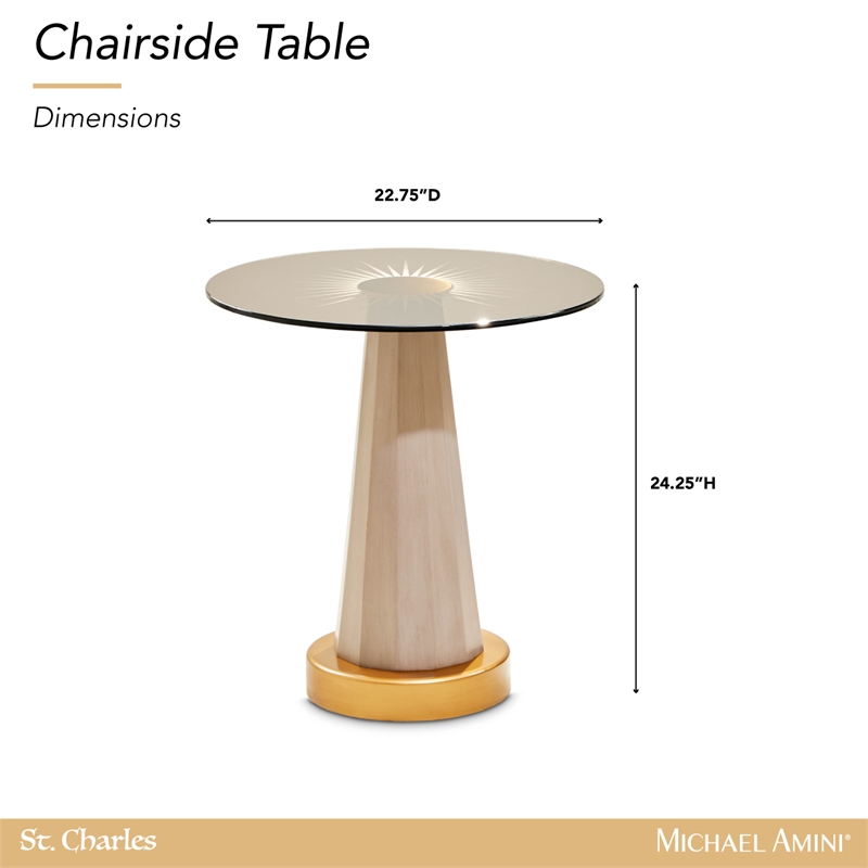Michael Amini St. Charles Chairside Table - Dove Gray