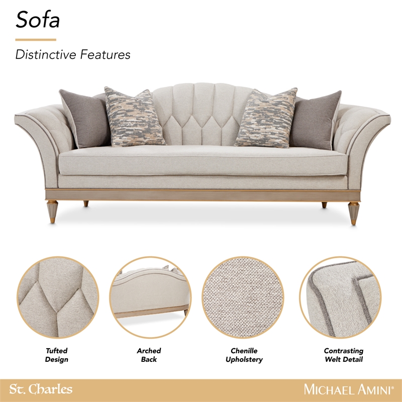 St. Charles Standard Chenille Sofa - Natural Cirrus/Dove Gray