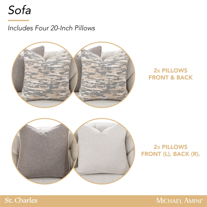 St. Charles Standard Chenille Sofa - Natural Cirrus/Dove Gray