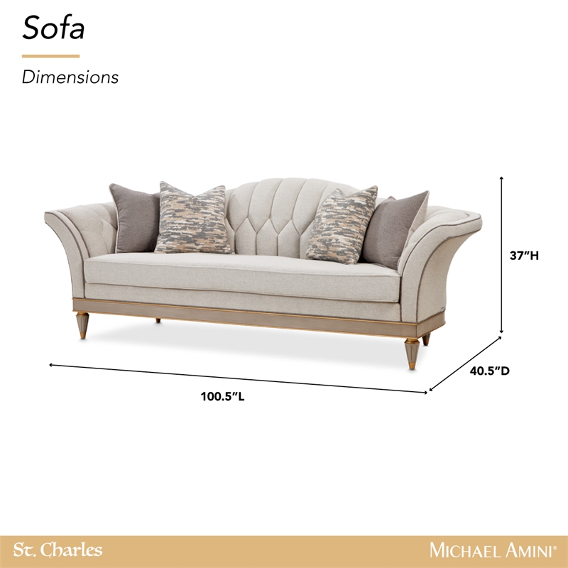 St. Charles Standard Chenille Sofa - Natural Cirrus/Dove Gray
