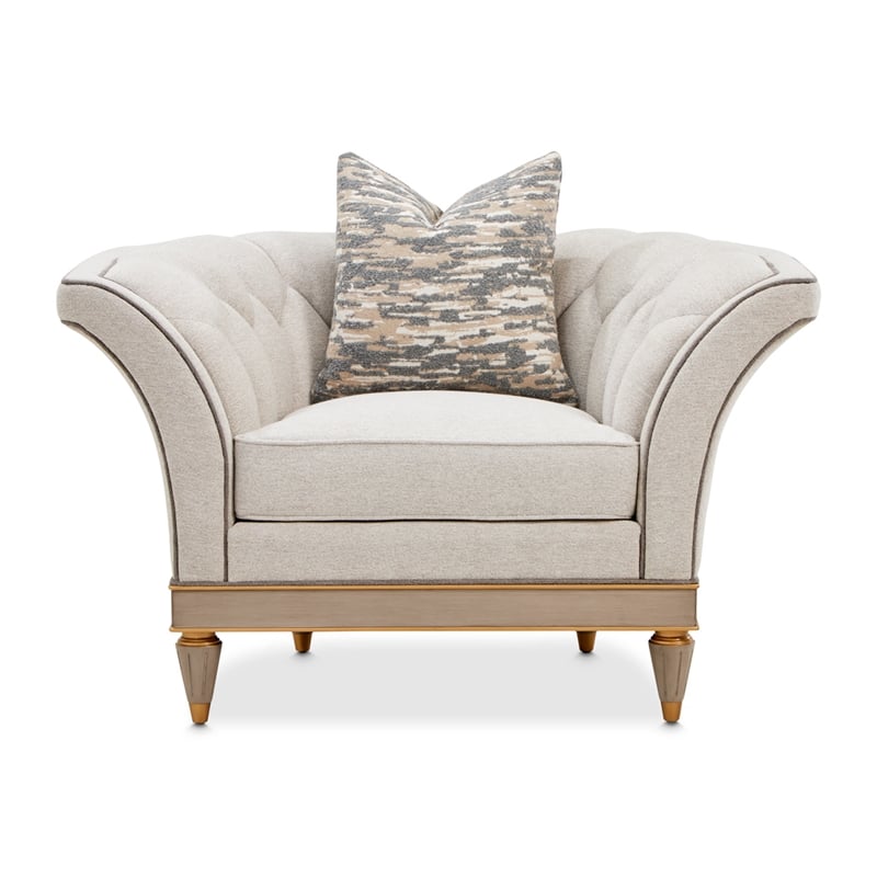 St. Charles Matching Chenille Accent Chair - Natural/Dove Gray