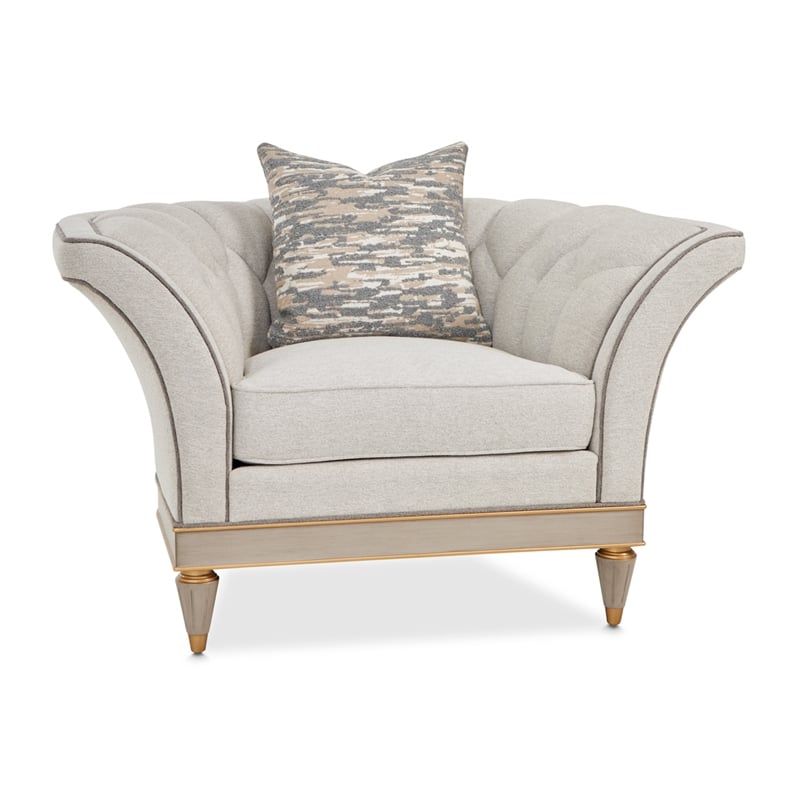 St. Charles Matching Chenille Accent Chair - Natural/Dove Gray