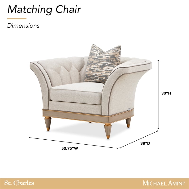 St. Charles Matching Chenille Accent Chair - Natural/Dove Gray
