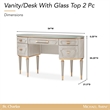St. Charles Vanity Desk with Glass Top - Dove Gray
