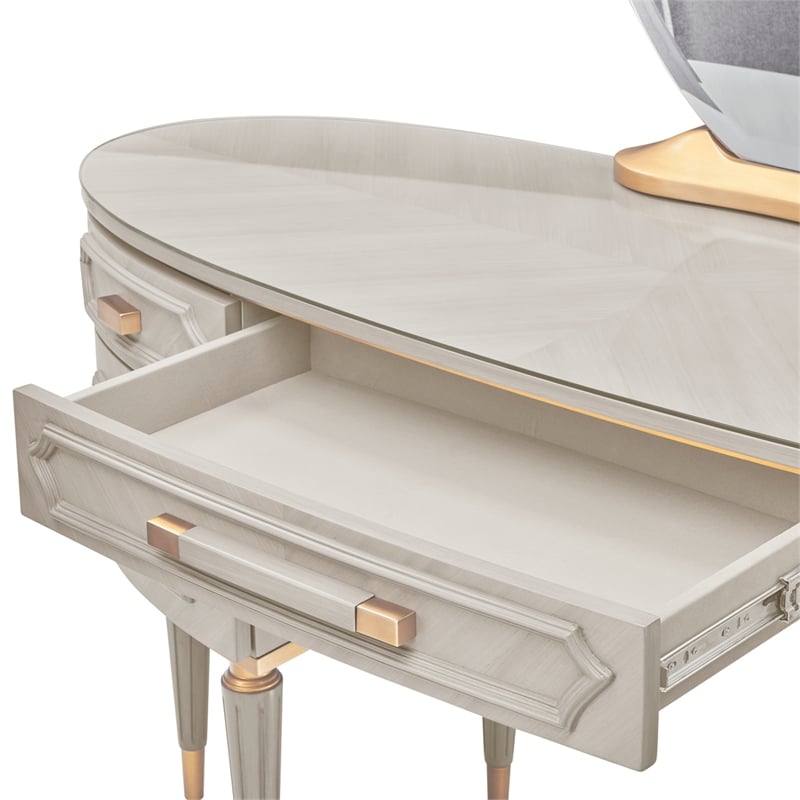 St. Charles Vanity Desk with Mirror - Dove Gray