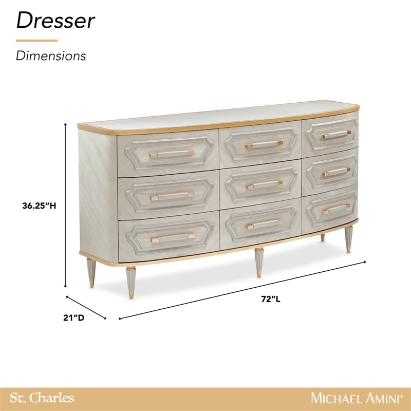 st. charles 9-drawer dresser - dove gray