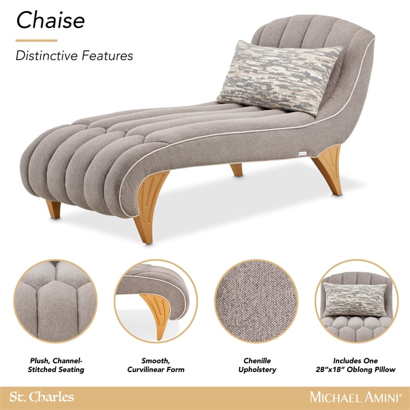 Michael Amini St. Charles Chenille Chaise - Dove Gray