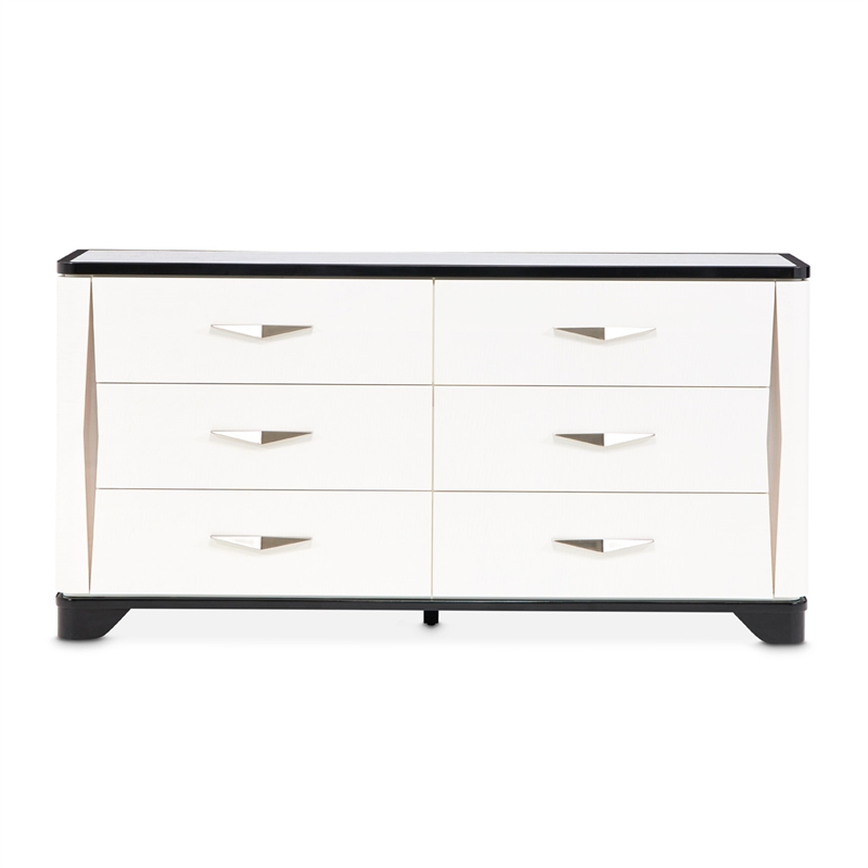 Tuxedo 6-Drawer Dresser with Side Cabinets - Piano Keyboard