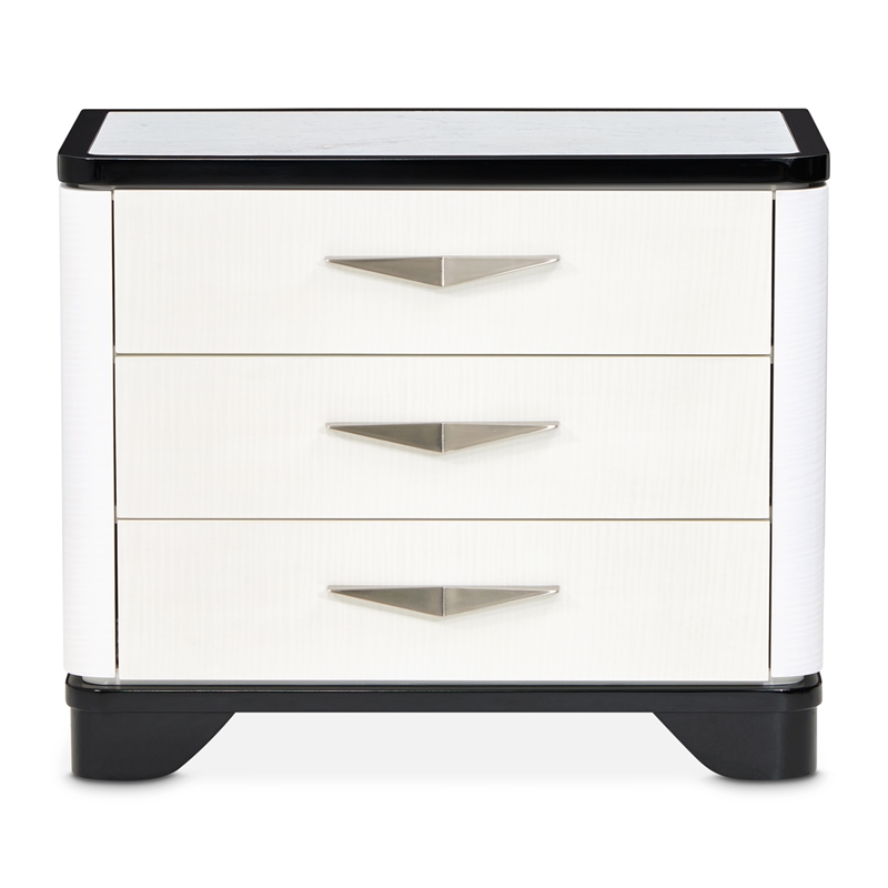 Tuxedo 3-Drawer Nightstand with Marble Top - Piano Keyboard