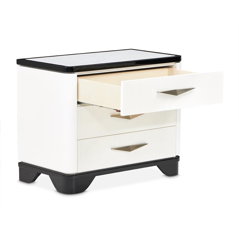 Tuxedo 3-Drawer Nightstand with Marble Top - Piano Keyboard