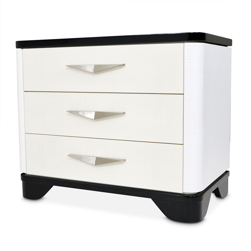 Tuxedo 3-Drawer Nightstand with Marble Top - Piano Keyboard