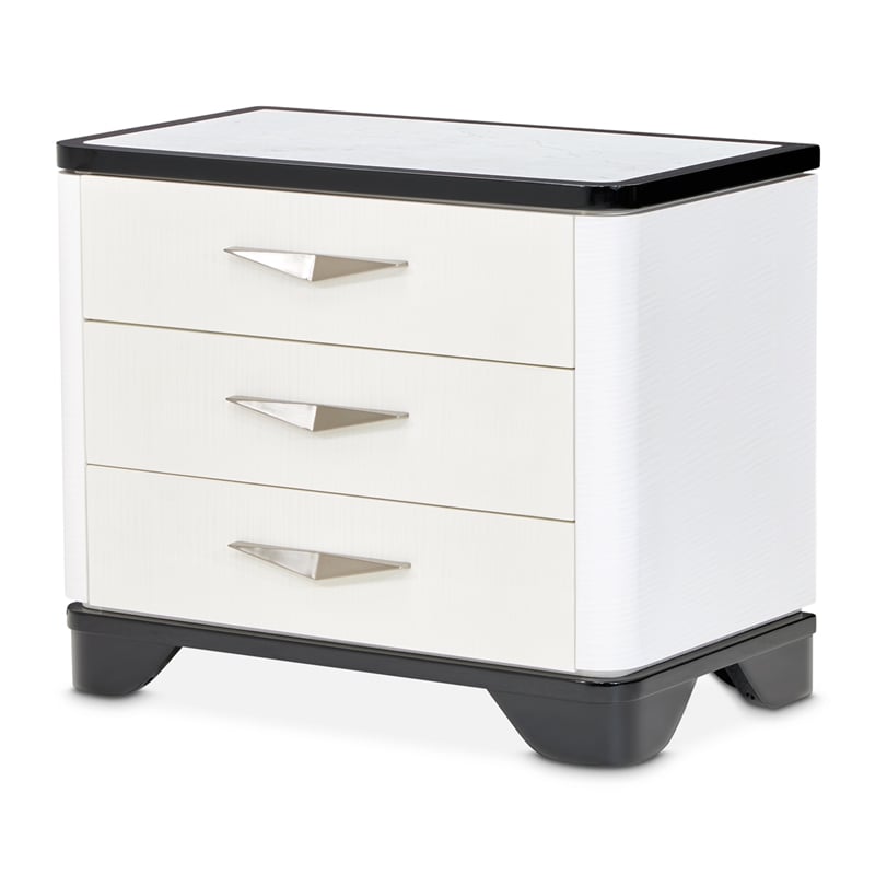 Tuxedo 3-Drawer Nightstand with Marble Top - Piano Keyboard