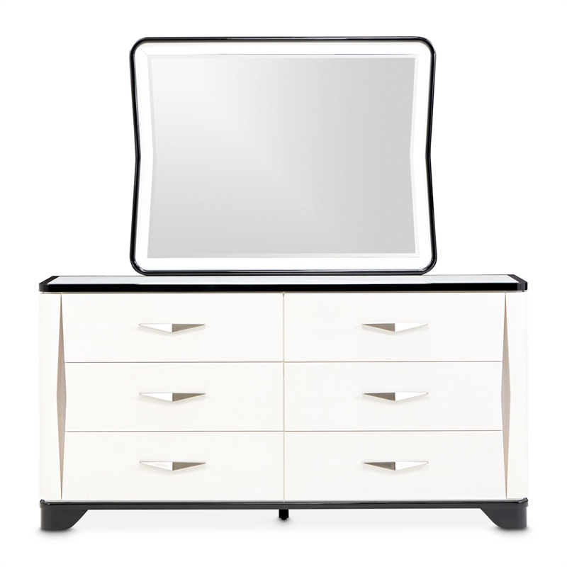 Tuxedo 6-Drawer Dresser with Mirror - Piano Keyboard
