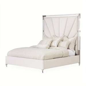 michael amini penthouse eastern king tall panel bed - frosted linen