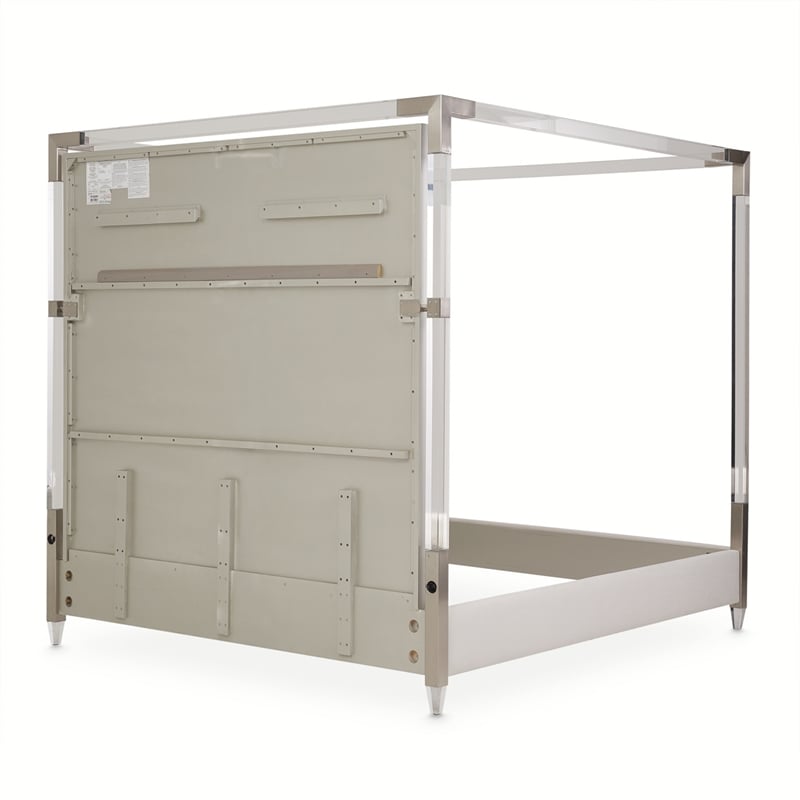 Michael Amini Penthouse Eastern King Canopy Bed - Frosted Linen