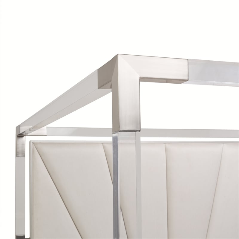 Michael Amini Penthouse Eastern King Canopy Bed - Frosted Linen