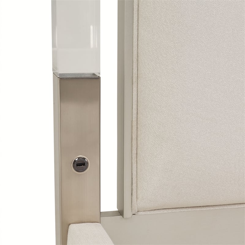 Michael Amini Penthouse Eastern King Canopy Bed - Frosted Linen