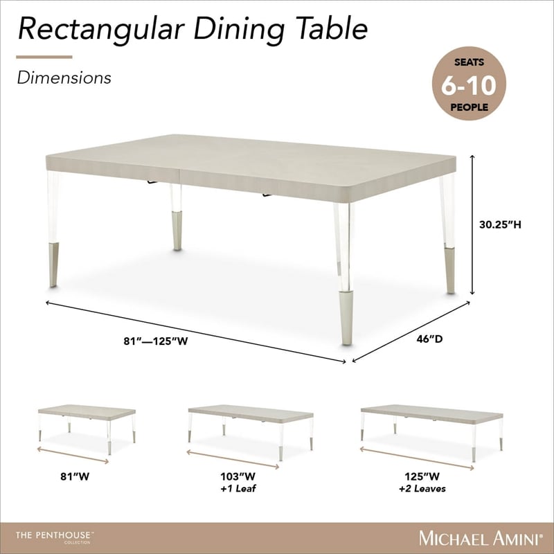 Penthouse Extendable Dining Table - Ash Gray