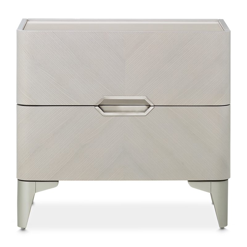 Michael Amini Penthouse 2-Drawer Nightstand - Ash Gray