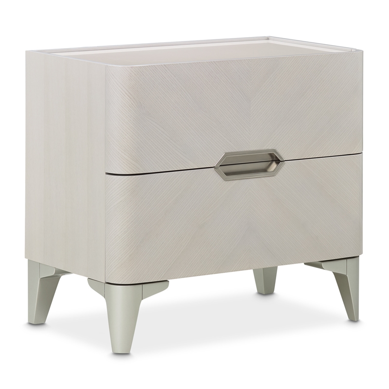 Michael Amini Penthouse 2-Drawer Nightstand - Ash Gray