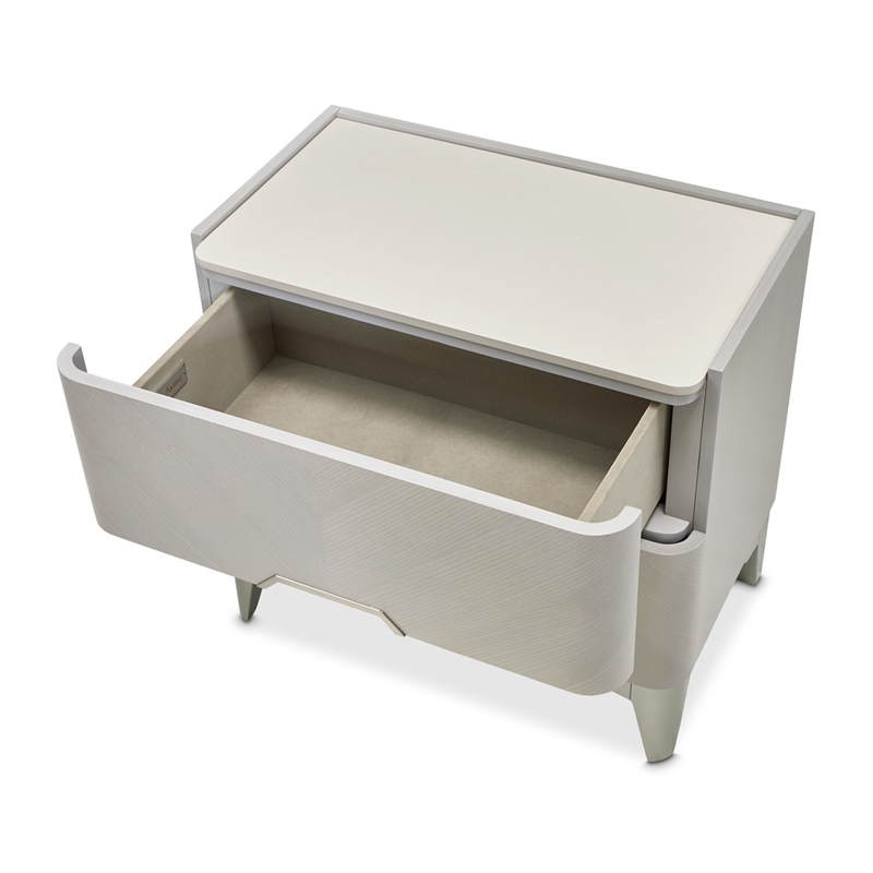 Michael Amini Penthouse 2-Drawer Nightstand - Ash Gray