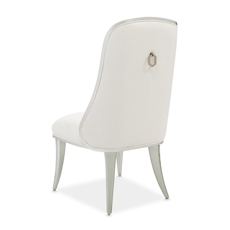Michael Amini Penthouse Set of 2 Dining Side Chairs - Frosted Linen/Silver Mist