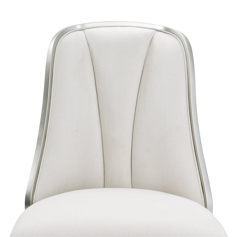 Michael Amini Penthouse Set of 2 Dining Side Chairs - Frosted Linen/Silver Mist
