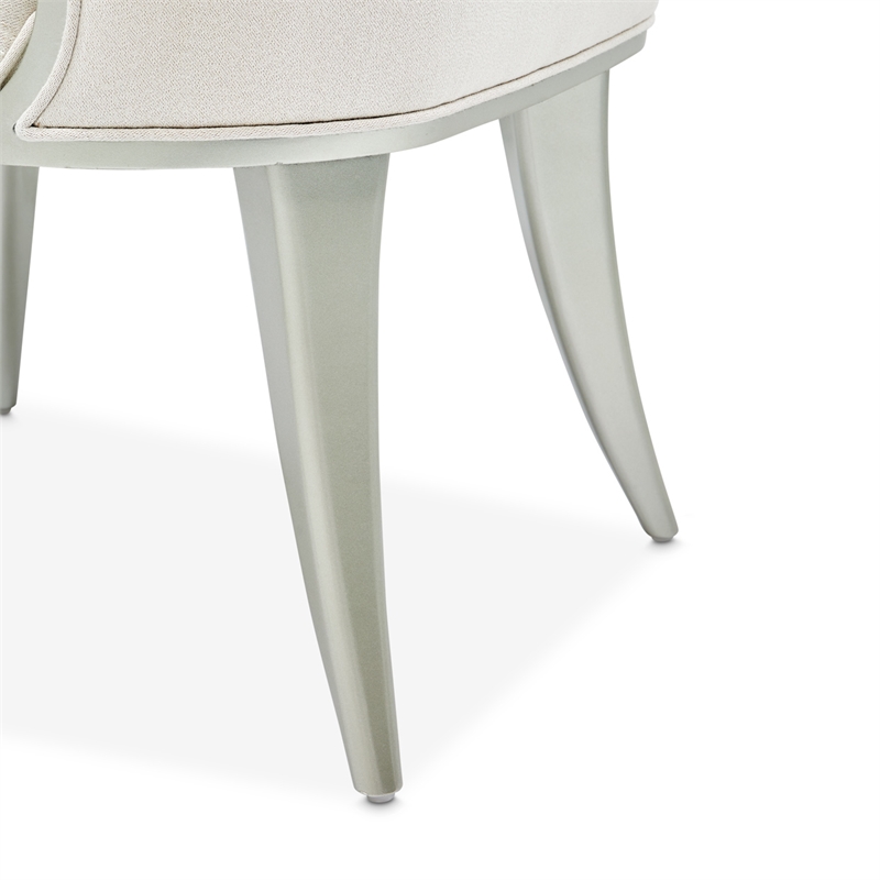 Michael Amini Penthouse Set of 2 Dining Arm Chairs - Frosted Linen/Silver Mist