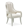 Michael Amini Penthouse Set of 2 Dining Arm Chairs - Frosted Linen/Silver Mist