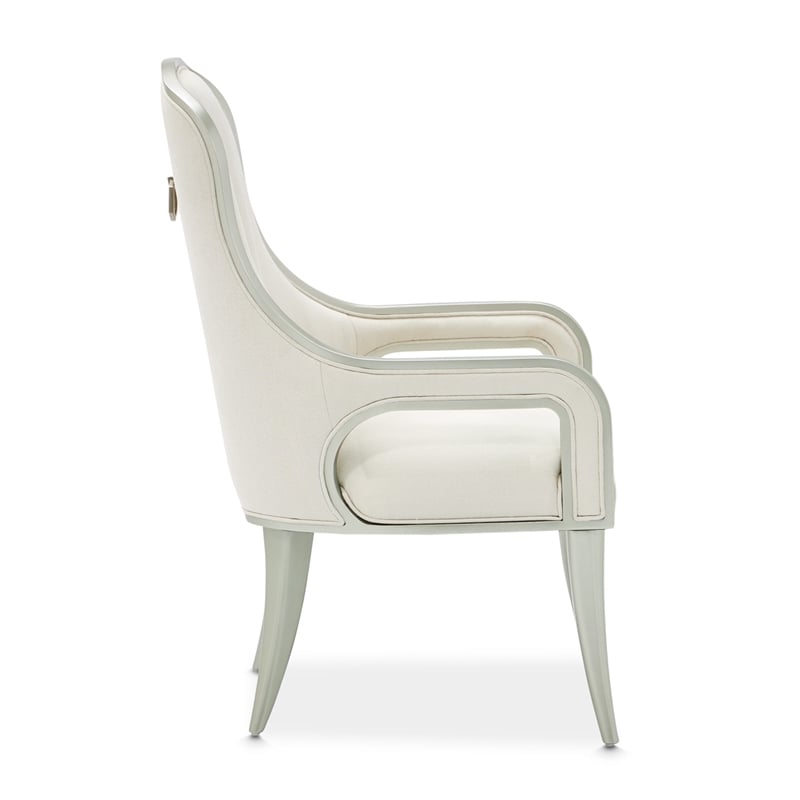 Michael Amini Penthouse Set of 2 Dining Arm Chairs - Frosted Linen/Silver Mist