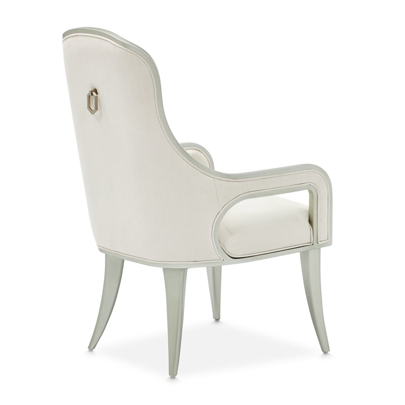 Michael Amini Penthouse Set of 2 Dining Arm Chairs - Frosted Linen/Silver Mist