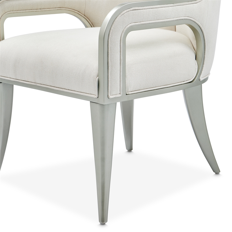 Michael Amini Penthouse Set of 2 Dining Arm Chairs - Frosted Linen/Silver Mist