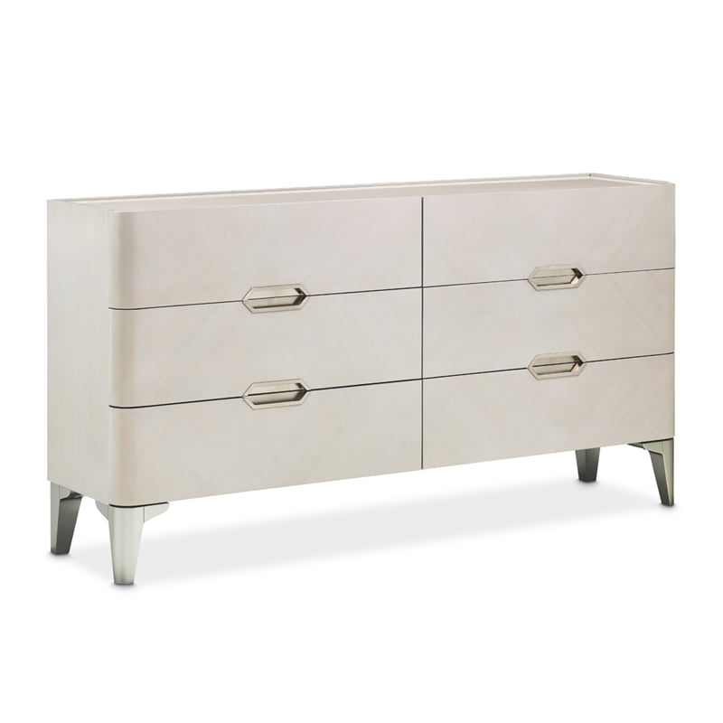 Michael Amini Penthouse 6-Drawer Dresser - Ash Gray