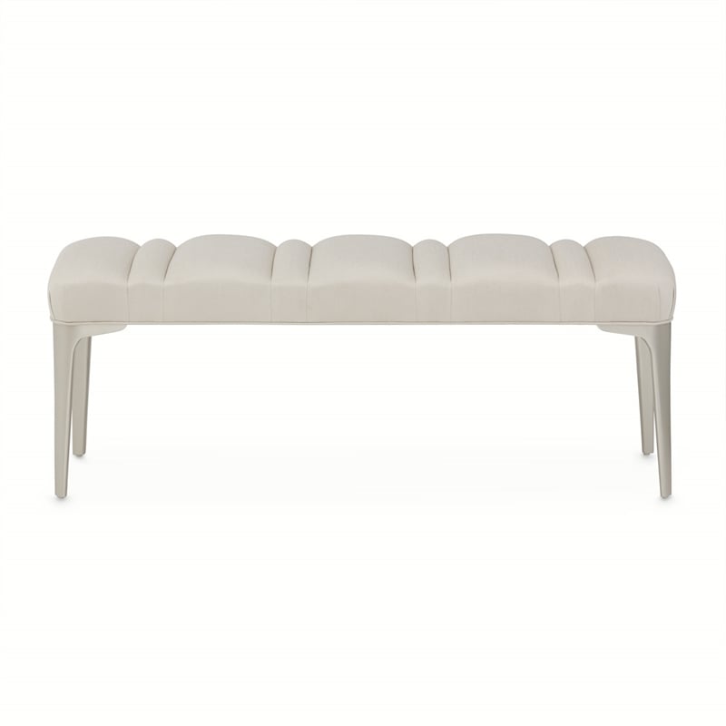 Michael Amini Penthouse Accent Bench - Frosted Linen/Silver Mist