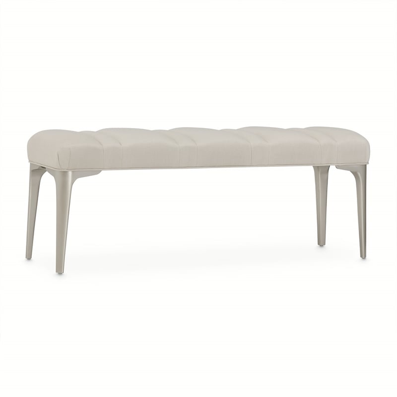Michael Amini Penthouse Accent Bench - Frosted Linen/Silver Mist