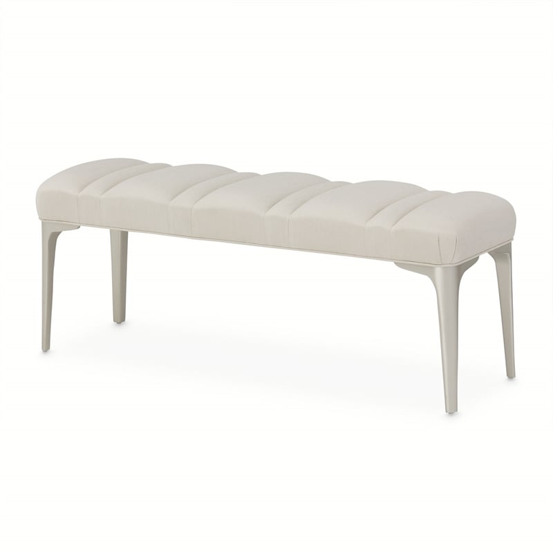 Michael Amini Penthouse Accent Bench - Frosted Linen/Silver Mist